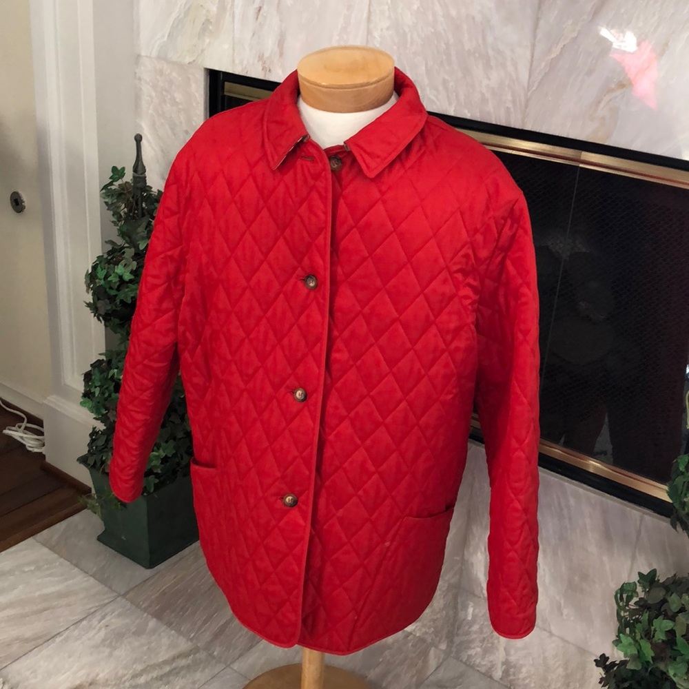 Red Burberry London Quilted Jacket XL